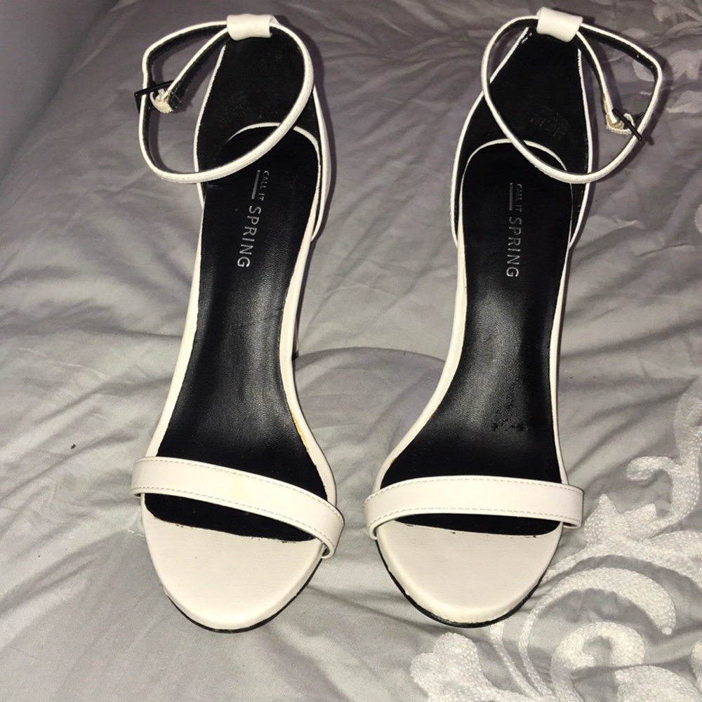 White open toe heels